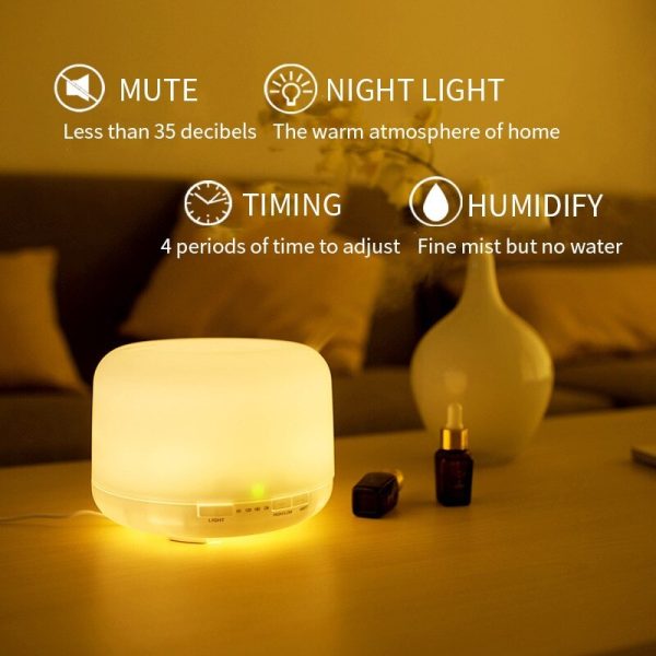 500ml Bread Humidifier Muji 500ML Home Air Humidification Aroma Diffuser Colorful Night Light Essential Oil Diffuser - Image 3