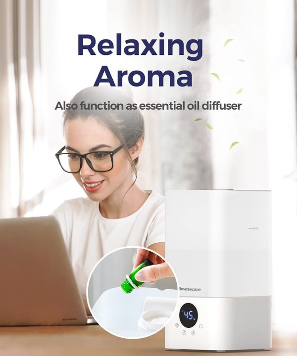 Aromacare 2.5L Cool Mist Air Humidifier with Essential Oil Diffuser Ultrasonic Top Fill Humidifier for Bedroom Baby Kids Plant - Image 2