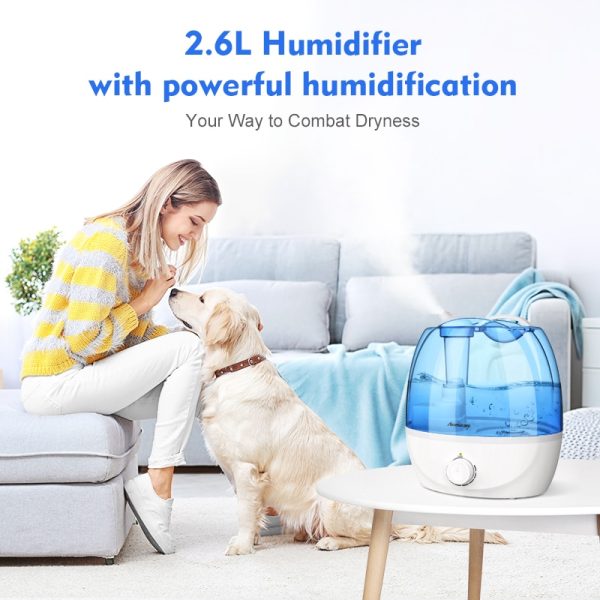 Aromacare Cool Mist Air Humidifier 2.6L Quiet Ultrasonic Humidifiers for Bedroom & Large room-Adjustable-360° Rotation-BPA FREE - Image 2