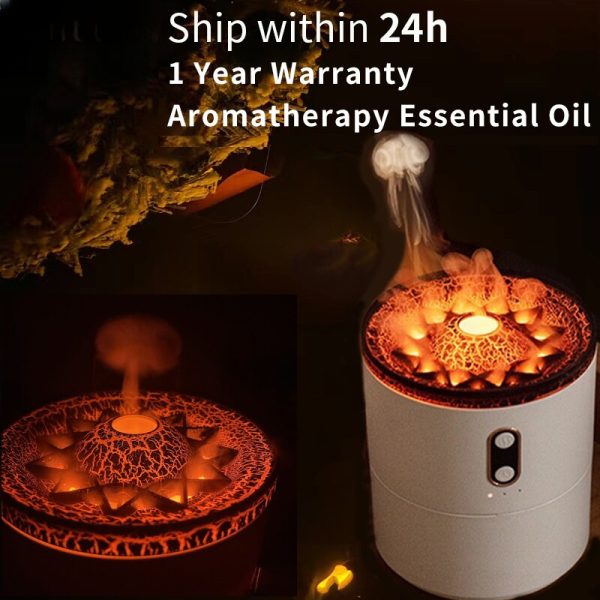 Hot Volcanic Flame Aroma Essential Oil Diffuser USB Portable Jellyfish Air Humidifier Night Light Lamp Fragrance Humidifier