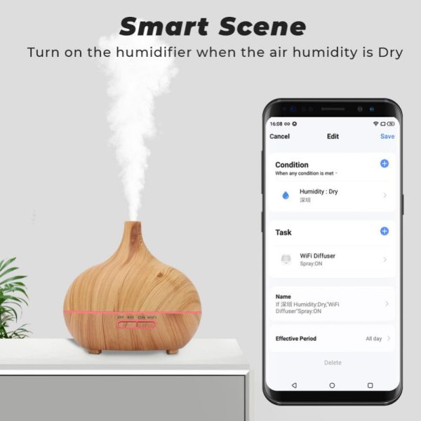 Tuya WiFi Smart Air Humidifier Essential Oil Diffuser Aromatherapy Ultrasonic Air Humidifiers Cool Mist Sprayer Humidificador - Image 3