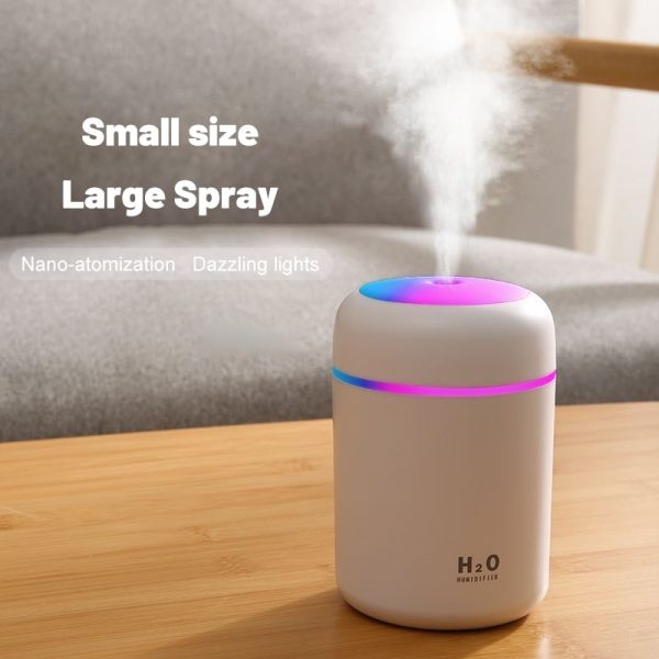 USB Cool Mist Sprayer Portable 300ml Electric Air Humidifier Aroma Oil Diffuser with Colorful Night Light for Home Car - Image 2